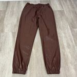 We Wore What Brown Vegan Leather Joggers in Cacao Size Large Photo 2
