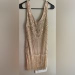 Babeyond Beaded Fringe Flapper Dress Size Medium Cream Colored Photo 2
