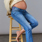 Hatch Maternity The Crop Maternity Jean Indigo Blue Straight Leg Size 29 Photo 0