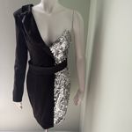 BELLA BARNETT Sequin One Shoulder Blazer Dress small Silver Photo 3