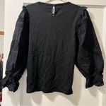 J.Crew Ruffle-trim eyelet top in vintage rib in black size medium NWT Photo 6