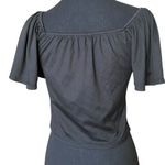 Love j  Black Puff Sleeve Crop Blouse | Vampiric Style with Marble Buttons Photo 7