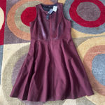Tibi NWT  New York Lamb Leather Maroon Fit & Flare Skater Dress Size 8 See Pics Photo 0