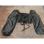 HYFVE Chasing The Dream Top In Black And Tan Women’s Cropped Long Puff Sleeves L Photo 1