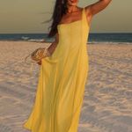 ZARA  butter mustard Yellow Maxi Dress flowy bohemian midi summer vacation Photo 3