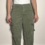 American Eagle  Green Super High-Rise Baggy Wide-Leg Cargo Pants Size 8L Photo 0