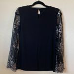Badgley Mischka black silver embellished blouse size S Photo 1