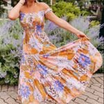 Abel the label Anthropologie  Floral Boho Off Shoulder Peasant Maxi Dress XS Photo 0
