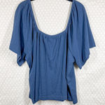 Pact  Blue Organic Cotton Flutter Sleeve Top Photo 0