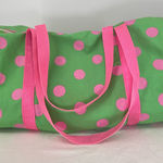 New Humor Canvas Duffle Bag Bright Green with Hot Pink Dots‎ Zipper Closure Photo 0
