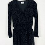 Saylor Black Velvet Burnout Romper Floral Belted Long Sleeve Anthropologie XS Photo 2