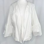 Jessica London New Linen Blend Bell Sleeve Jacket Open Front Topper White 14W Photo 1