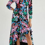 Anthropologie Maeve Ruched V-Neck Floral Midi/Maxi Dress Size 4 Photo 0