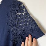 Andrew Marc  New York Navy Lace Cap Sleeve Blouse Size Medium Photo 2