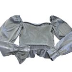 Zemeta Top Womens Small Blue Float Satin Ruffle Hem Crop Blouse Dolls Kill Blue Photo 3