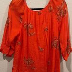 Anthropologie FIGUEROA AND FLOWER Floral Embroidered Round Neck 3/4 Sleeve Button Down Blouse Photo 3