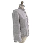 Harvé Benard Harve Benard by Benard Holtzman Beige Linen Jacket Eyelash Fringe Trim M/L Photo 2