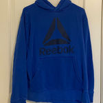 Reebok EUC  women’s electric blue black‎ logo decal pullover hoodie sweatshirt M Photo 0