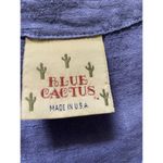 Vintage Blue Cactus Linen Dress Made in USA Boho Painted Print Drop Waist M/L Purple Size M Photo 1