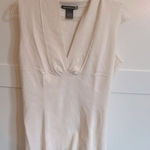 Sweaterworks Silk Blend Cream Tank Top S Ribbed Workwear Casual Chic Minimalist White Photo 0