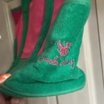 Quacker Factory Quack Factory terry cloth bag in pink/green combo with polka dot lining. GUC. Photo 1