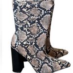 public desire  Snakeskin Print Heeled Sock Booties Photo 1