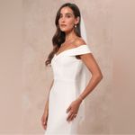 Lulus  Arienne Classic White Off-the-Shoulder Button Detail Mermaid Maxi Dress L Photo 6