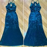 Vtg 90s Morgan Prom Slip Maxi Dress Fairy Grunge Mermaid Goth Bias Cut Velvet XS Blue Photo 2