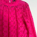 J.Crew  hot pink eyelet embroidered long sleeve drop hem dress Photo 2