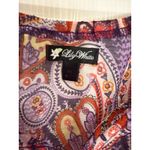 Lily White Paisley Print Blouse Sheer Lightweight Top Purple Orange Size S Photo 2