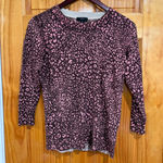 J.Crew 100% Merino Wool Pink Brown Leopard Print Crewneck Sweater Size Small Photo 0