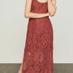 BCBGMAXAZRIA Tandoori Rust Spice Long Panel Floral Lace Midi Dress Size 4 Small Photo 14