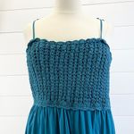 Lane Bryant Plus Size 18 Crochet Front Sun Dress Teal Bohemian Minimalist Flirty Photo 2