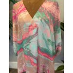 UMGEE USA Women's M Tie Dye Kimono Style Top Blouse Pink Mint Tan Size M Photo 1