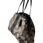 Coach Khaki and Mahogany Stripe Signature Kisslock Carryall Bag F19190 Photo 2