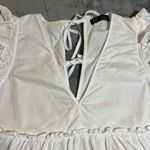 ZARA  Deep V-Neck Sleeveless Baby Doll Blouse Sz M Ruffle Cotton Cottagecore Boho Photo 3