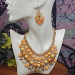 Gold Orange Beads w/ Starfish Bib Necklace Set Photo 5