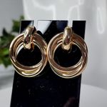 Gold Double Hoop Post Earrings New Photo 1