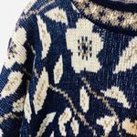 Vintage Trimmings Women's Sweater Pullover Knit Floral Made in USA Blue White XL Photo 1
