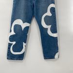 Levi's NEW  501 Crop Paint Number Flower Wavy Lined Straight Denim Blue Jeans 24 Photo 8