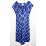 Patagonia  Size 6 Dress Blue‎ Purple Plaid Midi Long Short Sleeve Shift 1135 Photo 1