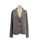 Free People  Cali Plaid Blazer Jacket Gray Neutral‎ Size Large Photo 2