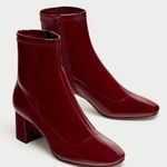 ZARA Burgundy Faux Patent Leather Boots Photo 0