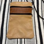 Leather Crossbody Phone Bag Small Shoulder Purse Tan Brown Zipper‎ Photo 1