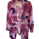 Iman Floral Kimono Pink Purple Size 1XT Boho Swim Cover Up Vacation Beach Photo 0