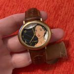 Disney Vintage gold tone quartz movement TIMEX Pocahontas leather band wrist watch! Photo 6