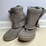 UGG : Classic Cardy Gray Winter Boot - Fold Over Gray Knit Boots Photo 0
