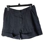 frame denim FRAME Shorts Women XS Black Le Beau Linen Cuffed NWT Lagenlook‎ Preppy Summer Photo 2