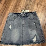 Gab & Kate Gray Distressed Denim Mini Skirt Photo 0