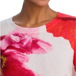 C by Bloomingdales Cashmere Sweater Floral Print‎ Ivory Red Pink Womens L White Size L Photo 2